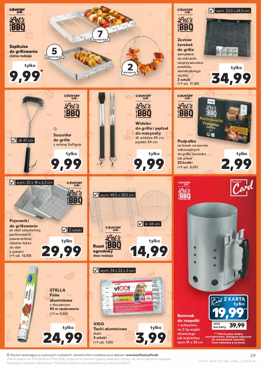 Gazetka promocyjna Kaufland - Gazetka tygodnia - ważna 11.04 do 17.04.2024 - strona 29 - produkty: Dres, Folia aluminiowa, Grill, Inka, Kominek, Piec, Pojemnik, Szczotka, Widelec