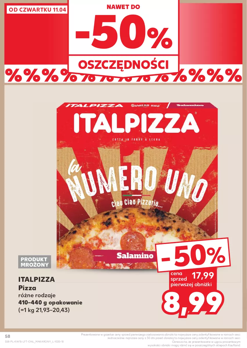 Gazetka promocyjna Kaufland - Gazetka tygodnia - ważna 11.04 do 17.04.2024 - strona 58 - produkty: Makaron, Pizza, Rama, Sok