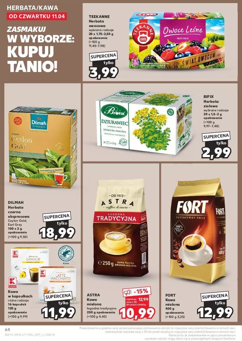 Gazetka promocyjna Kaufland - Gazetka tygodnia - ważna 11.04 do 17.04.2024 - strona 64 - produkty: Dilmah, Earl Grey, Herbata, Herbata czarna, Herbata owocowa, Kawa, Kawa mielona, Rama, Sok, Teekanne