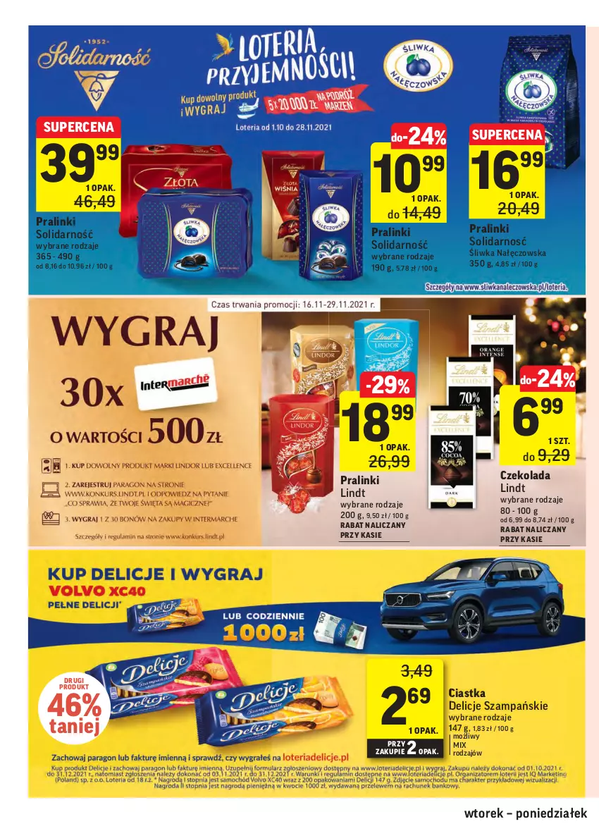 Gazetka promocyjna Intermarche - Gazetka promocyjna - ważna 16.11 do 22.11.2021 - strona 24 - produkty: Ciastka, Czekolada, Delicje, Lindt