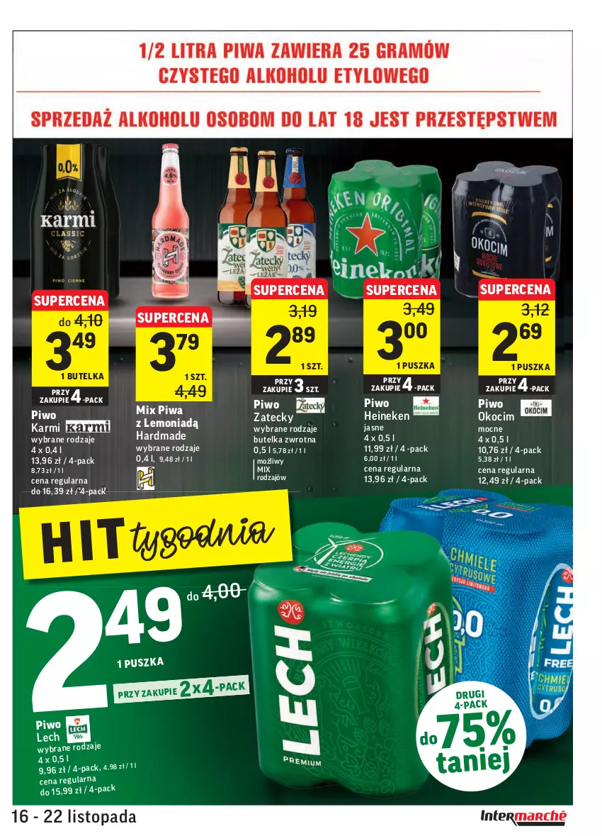 Gazetka promocyjna Intermarche - Gazetka promocyjna - ważna 16.11 do 22.11.2021 - strona 29 - produkty: Heineken, Karmi, Koc, Okocim, Piwa, Piwo, Top