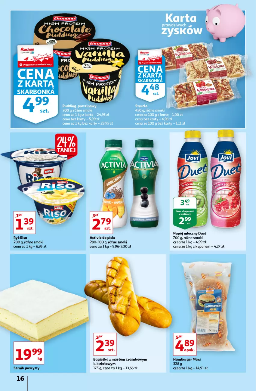 Gazetka promocyjna Auchan - Sezon na lato Supermarkety - ważna 01.07 do 07.07.2021 - strona 16 - produkty: Activia, Bagietka, Burger, Gra, Hamburger, Napój, Napój mleczny, Ryż, Ser