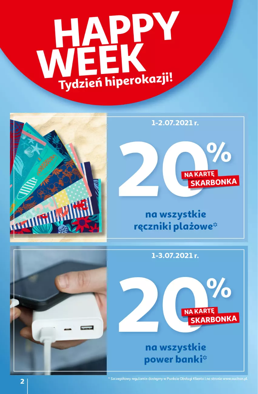 Gazetka promocyjna Auchan - Sezon na lato Supermarkety - ważna 01.07 do 07.07.2021 - strona 2 - produkty: Ręcznik