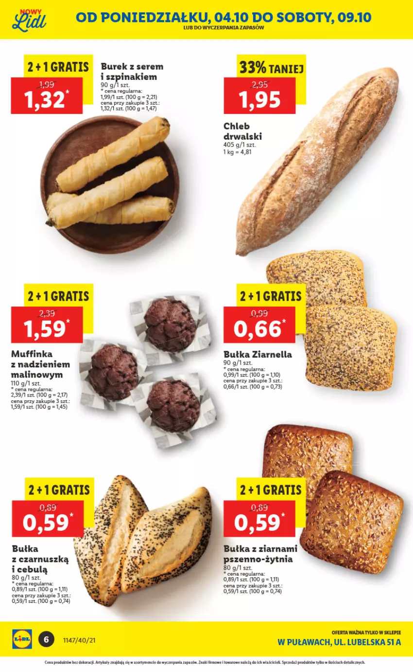 Gazetka promocyjna Lidl - Lidl w Puławach ponownie otwarty - ważna 04.10 do 10.10.2021 - strona 6 - produkty: Bułka, Chleb, Gra, Ser, Szpinak