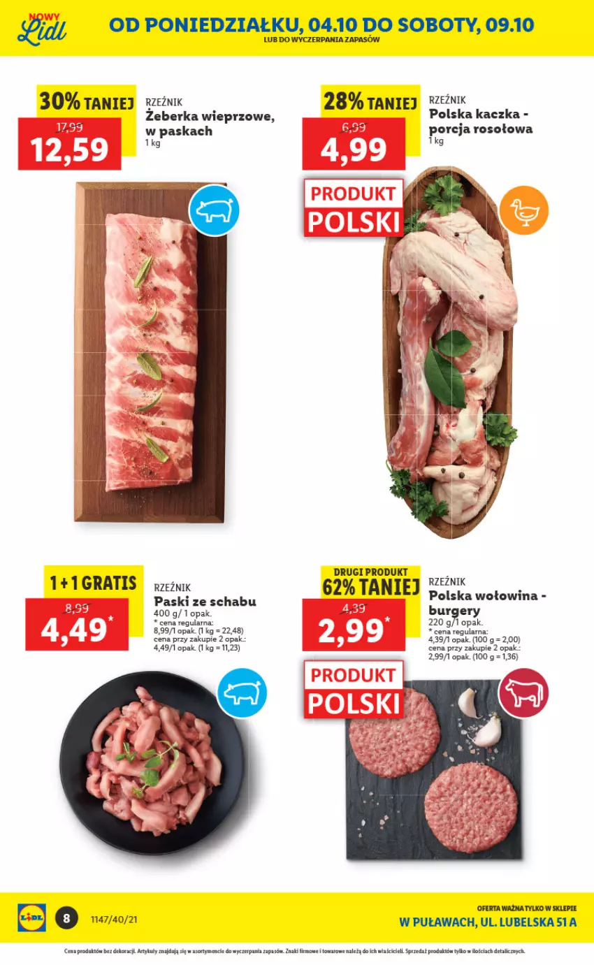 Gazetka promocyjna Lidl - Lidl w Puławach ponownie otwarty - ważna 04.10 do 10.10.2021 - strona 8 - produkty: Gra, Kaczka, Por, Wołowina