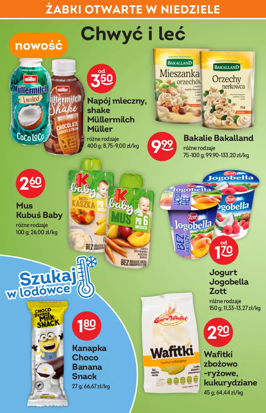 Gazetka promocyjna Żabka - ważna 01.06 do 14.06.2022 - strona 38 - produkty: Bakalland, Bell, Bella, Jogobella, Jogurt, Kubuś, Müller, Müllermilch, Mus, Napój, Napój mleczny, Ryż, Zott