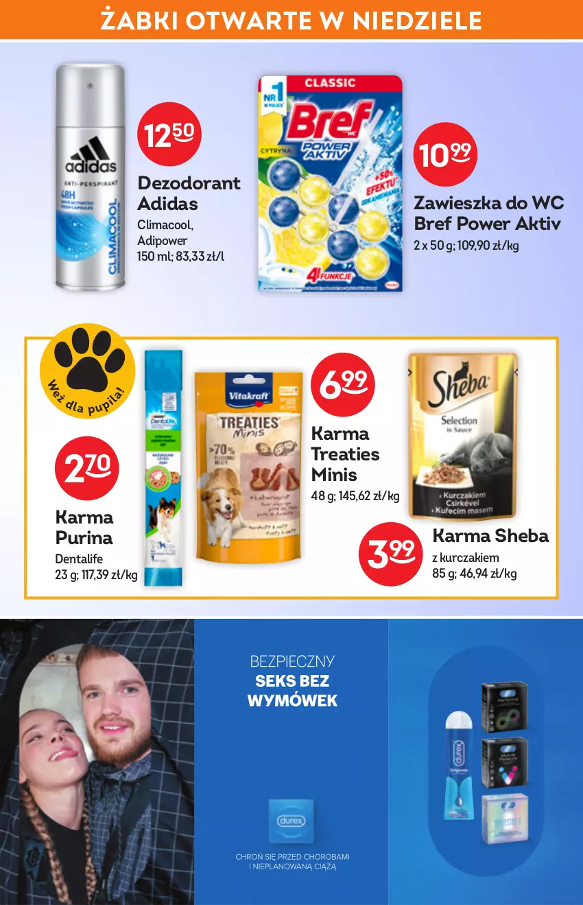 Gazetka promocyjna Żabka - ważna 01.06 do 14.06.2022 - strona 49 - produkty: Adidas, Bref, Dezodorant, Kurczak, Pur, Purina, Sheba, Zawieszka do wc