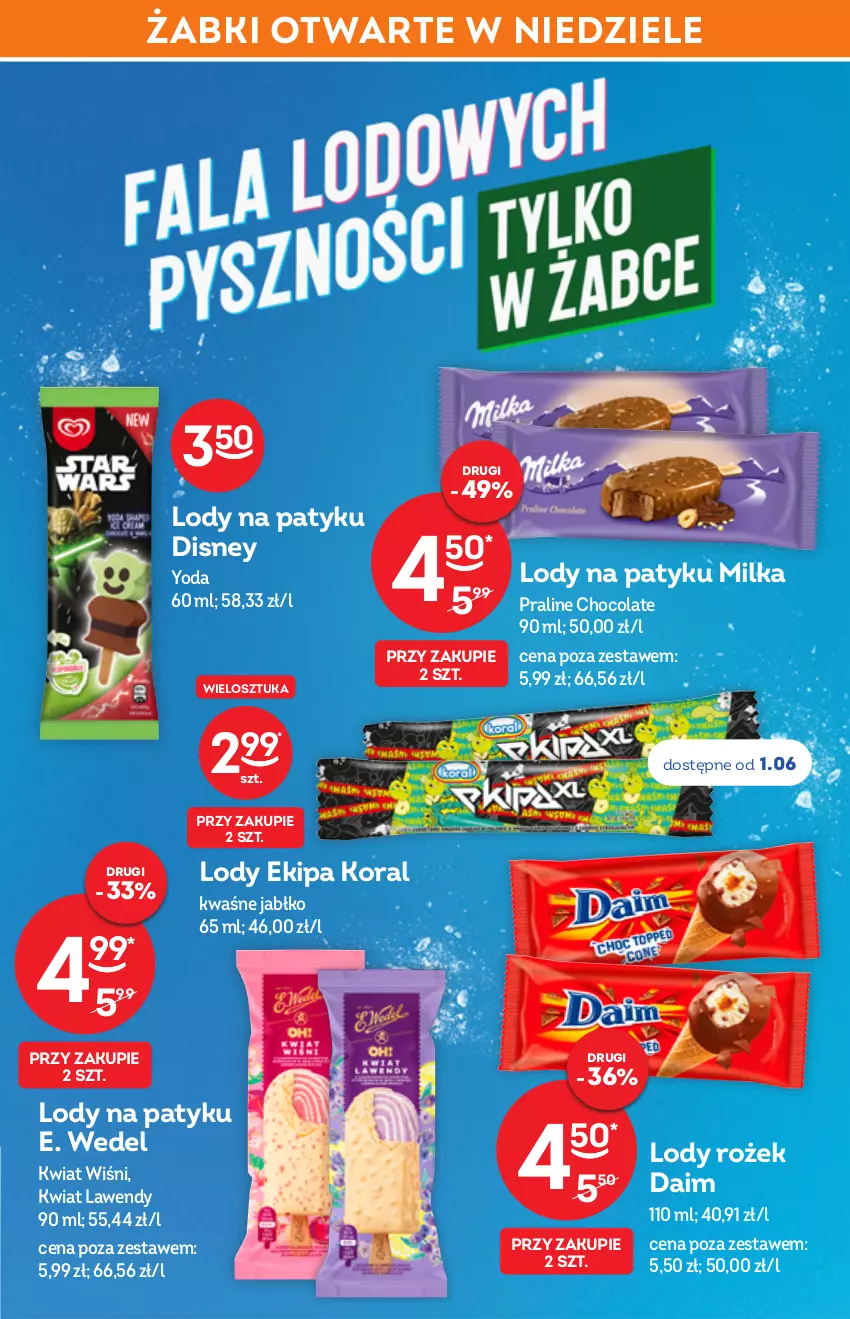 Gazetka promocyjna Żabka - ważna 01.06 do 14.06.2022 - strona 5 - produkty: Disney, E. Wedel, Lody, Milka