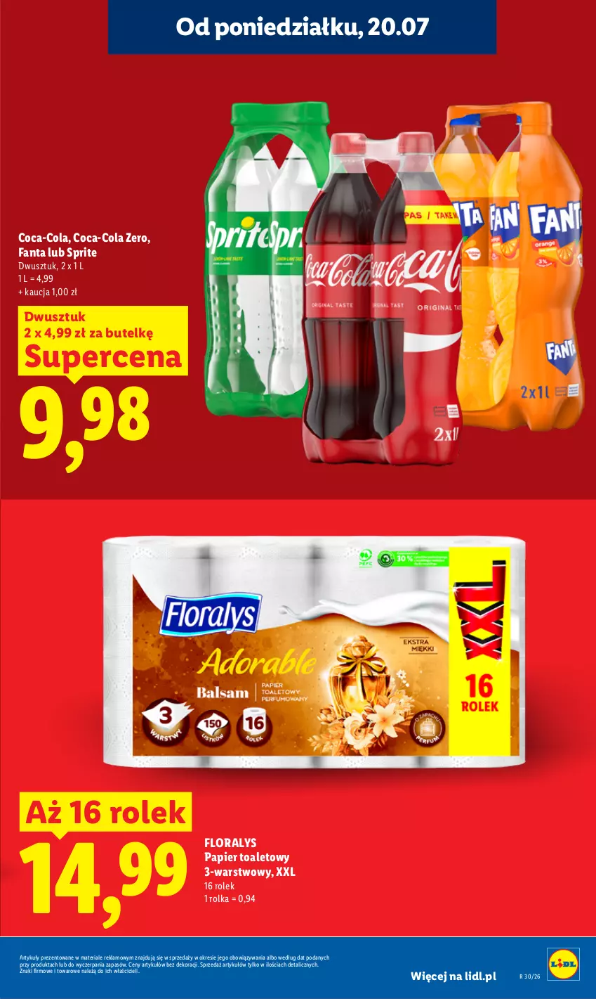 Gazetka promocyjna Lidl - Gazetka ważna od 20.07 do 22.07 - ważna 20.07 do 22.07.2026 - strona 17 - produkty: Coca-Cola, Fa, Fanta, Flora, Papier, Papier toaletowy, Sprite