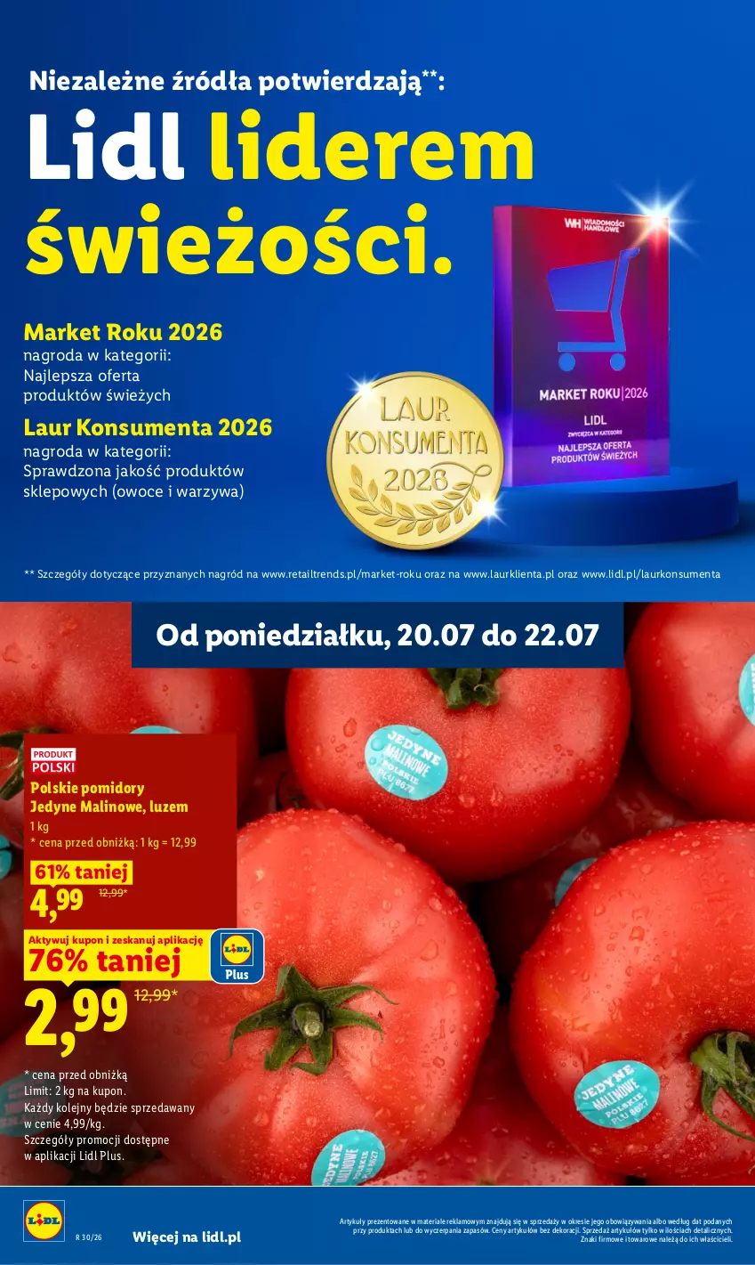 Gazetka promocyjna Lidl - Gazetka ważna od 20.07 do 22.07 - ważna 20.07 do 22.07.2026 - strona 46 - produkty: Laur, Olej, Owoce, Pomidory, Warzywa