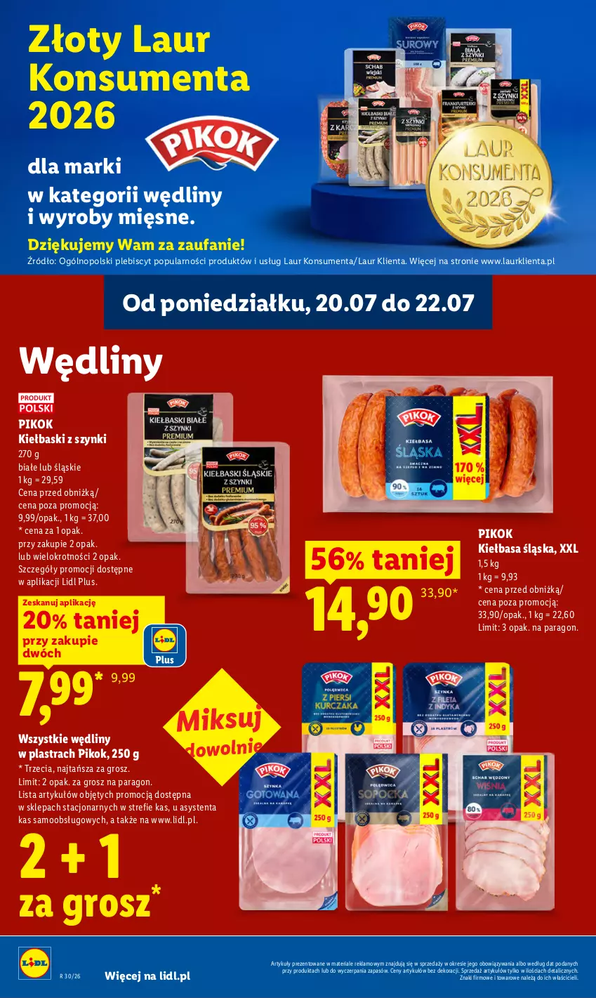 Gazetka promocyjna Lidl - Gazetka ważna od 20.07 do 22.07 - ważna 20.07 do 22.07.2026 - strona 70 - produkty: Fa, Kiełbasa, Kiełbasa śląska, Laur, PIKOK
