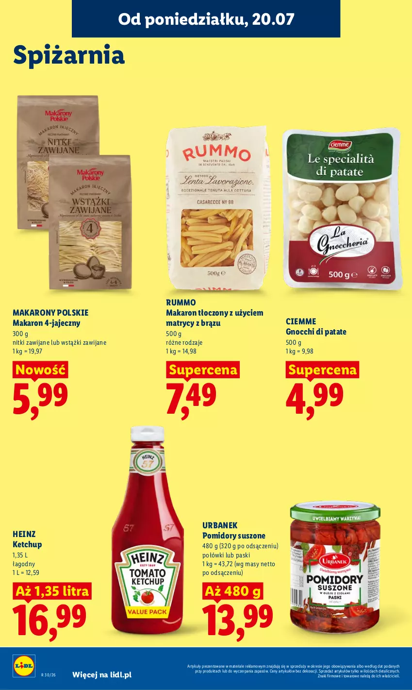 Gazetka promocyjna Lidl - Gazetka ważna od 20.07 do 22.07 - ważna 20.07 do 22.07.2026 - strona 90 - produkty: Gnocchi, Heinz, Ketchup, Makaron, Pomidory, Rum