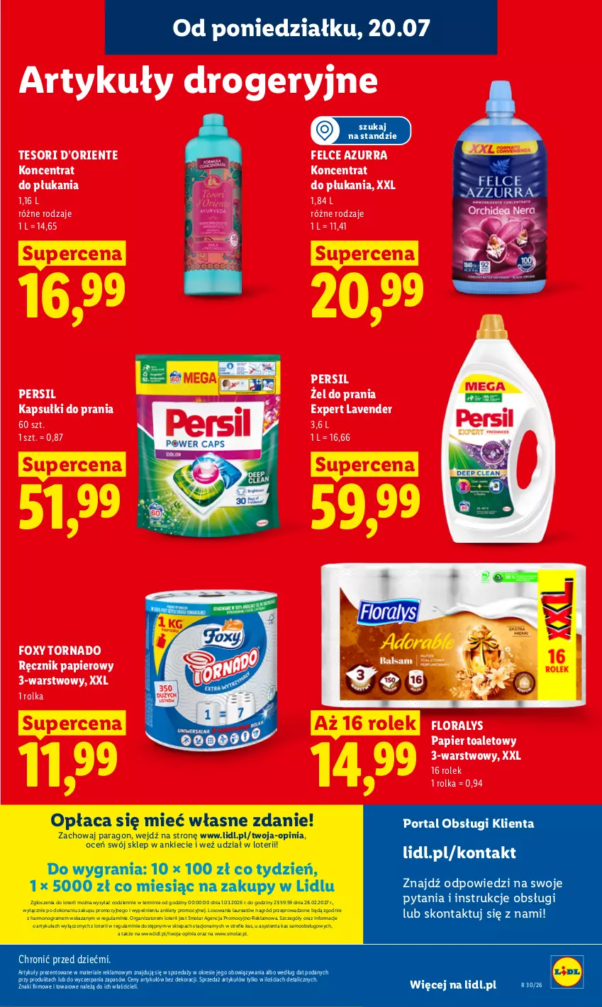 Gazetka promocyjna Lidl - Gazetka ważna od 20.07 do 22.07 - ważna 20.07 do 22.07.2026 - strona 97 - produkty: Flora, Foxy, Gra, Kapsułki do prania, Laur, Mola, Papier, Papier toaletowy, Persil, Por, Portal, Ręcznik