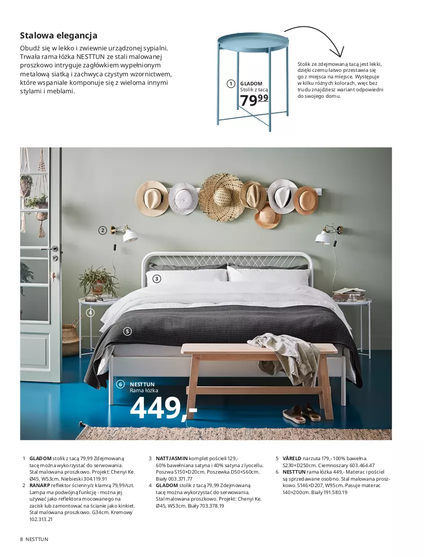 Gazetka promocyjna Ikea - Sypialnie - ważna 01.01 do 31.07.2021 - strona 8 - produkty: Biurko, Fa, Klej, Komplet pościeli, Lakier, Lampa, Lampa biurkowa, Materac, Nike, Papier, Pokrywa, Półka, Por, Pościel, Poszewka, Rama, Rama łóżka, Reflektor, Reflektor LED, Smartfon, Sok, Sos, Stolik, Szafka, Tera, Tran, Uchwyty, Wełna, Wózek, Zagłówek