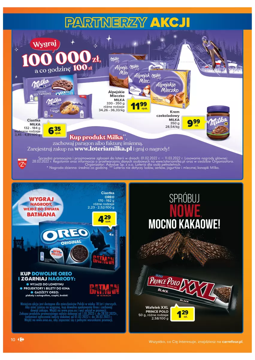 Gazetka promocyjna Carrefour - Gazetka Carrefour - ważna 08.02 do 28.02.2022 - strona 10 - produkty: Ciastka, Gra, Jogurt, Milka, Mleczko, Oreo, Prince Polo, Projektory, Ser, Wafelek