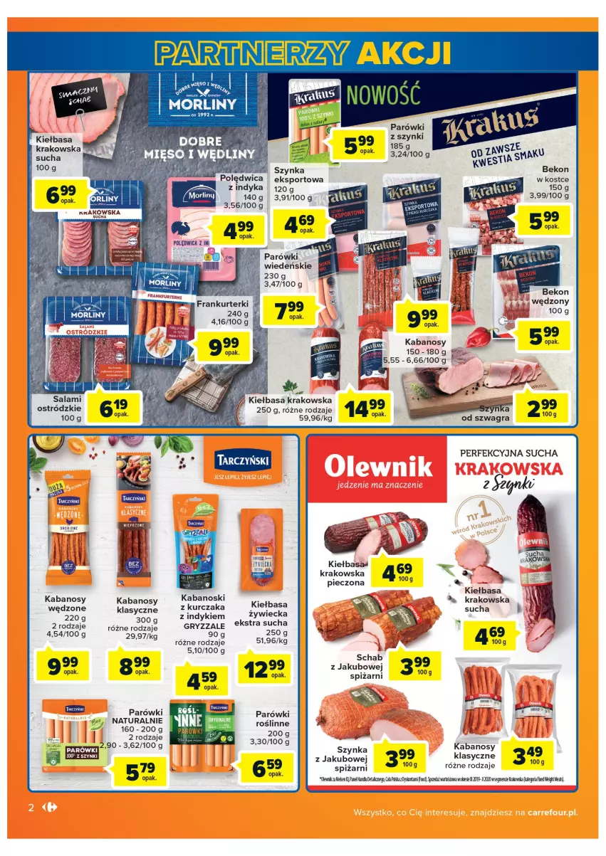 Gazetka promocyjna Carrefour - Gazetka Carrefour - ważna 08.02 do 28.02.2022 - strona 2 - produkty: Beko, Gry, Kabanos, Kiełbasa, Kurczak, Olewnik, Parówki, Piec, Polędwica, Por, Salami, Sport, Szynka