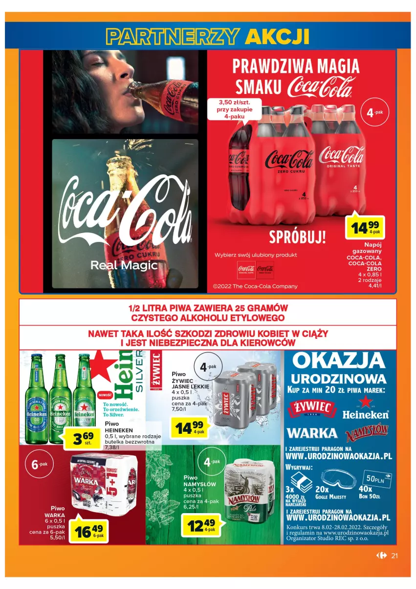 Gazetka promocyjna Carrefour - Gazetka Carrefour - ważna 08.02 do 28.02.2022 - strona 21 - produkty: Gry, Heineken, Namysłów, Piwa, Piwo