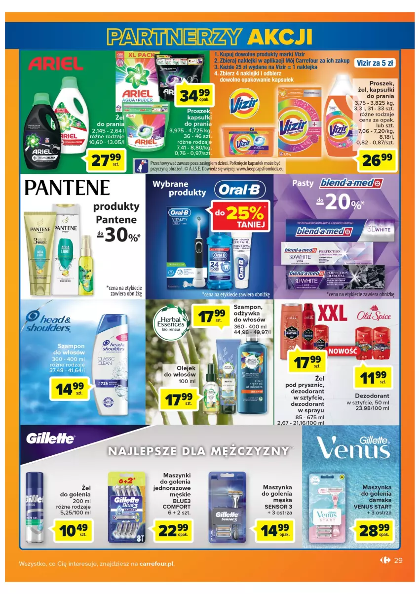 Gazetka promocyjna Carrefour - Gazetka Carrefour - ważna 08.02 do 28.02.2022 - strona 29 - produkty: Dezodorant, Dzieci, Gillette, Klej, Maszynka, Maszynka do golenia, Odżywka, Olej, Pantene, Szampon, Szynka, Vizir