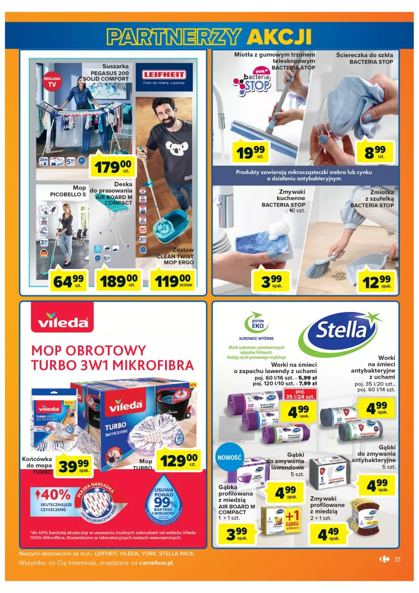 Gazetka promocyjna Carrefour - Gazetka Carrefour - ważna 08.02 do 28.02.2022 - strona 31 - produkty: Asus, Bell, Cynk, Miotła, Mop, Suszarka, Teleskop, Top, Worki na śmiec, Worki na śmieci