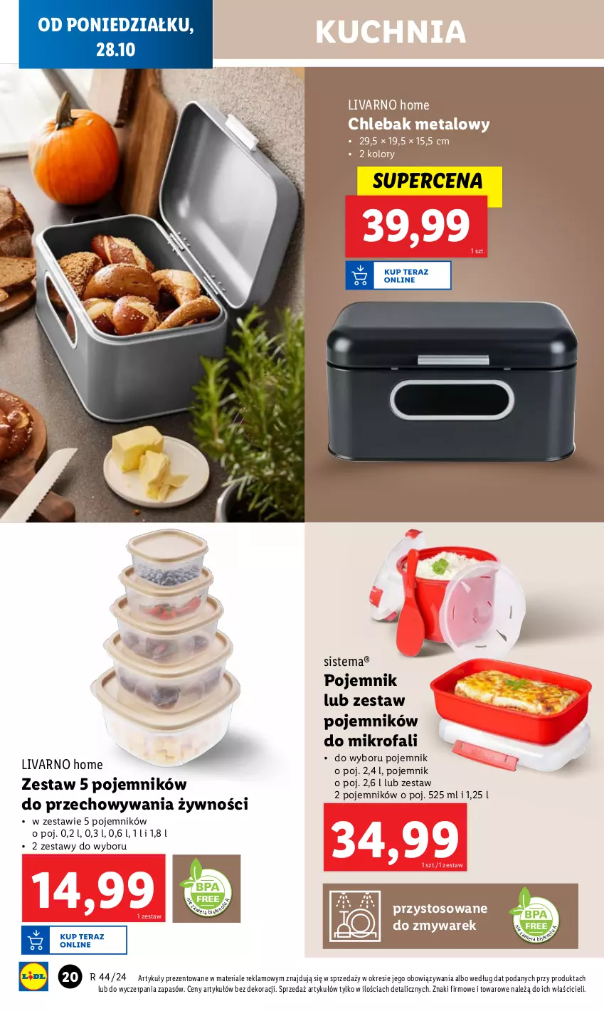 Gazetka promocyjna Lidl - GAZETKA - ważna 28.10 do 02.11.2024 - strona 22 - produkty: Chleb, Chlebak, Fa, Ivar, Kuchnia, Pojemnik