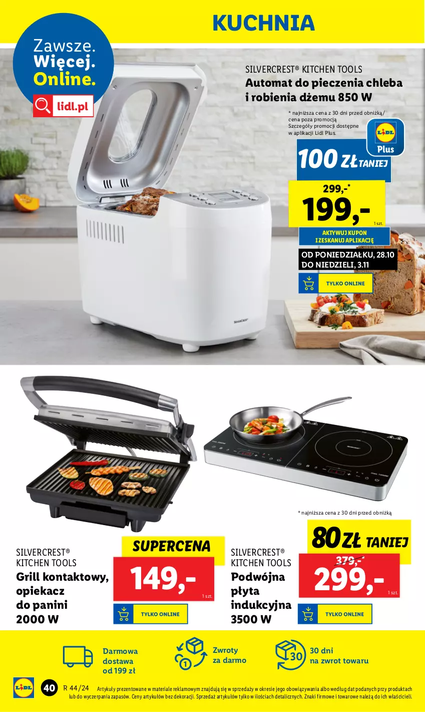 Gazetka promocyjna Lidl - GAZETKA - ważna 28.10 do 02.11.2024 - strona 42 - produkty: Automat do pieczenia chleba, Chleb, Dżem, Grill, Grill kontaktowy, Kuchnia, Piec, Płyta, Płyta indukcyjna, Silvercrest