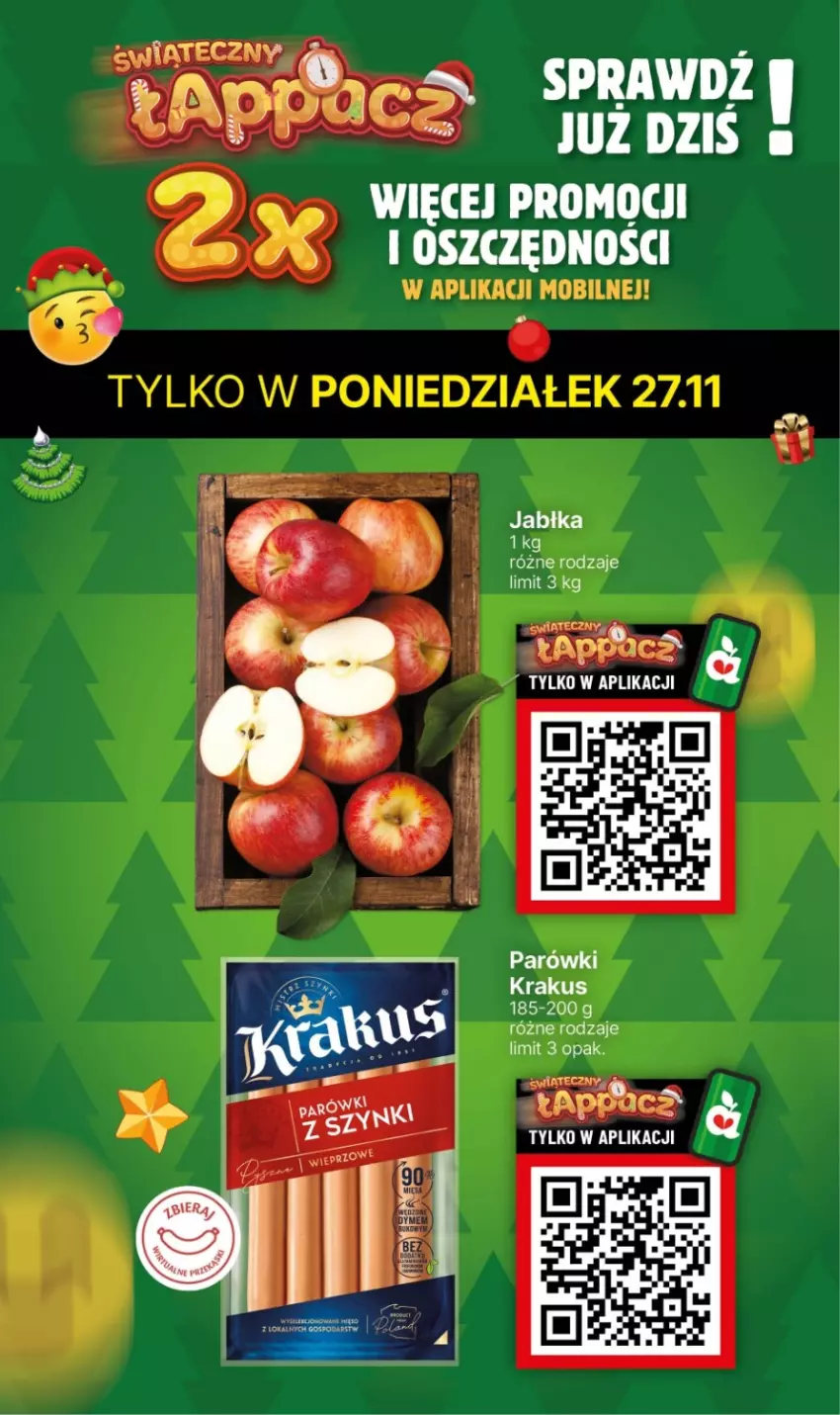 Gazetka promocyjna Delikatesy Centrum - Gazetka DC46 pon-sr - ważna 27.11 do 29.11.2023 - strona 3 - produkty: Jabłka, Krakus, Parówki