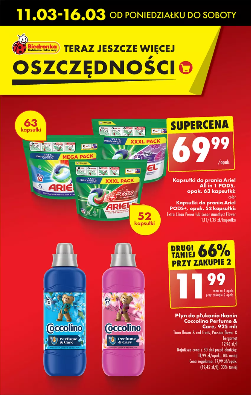 Gazetka promocyjna Biedronka - Od poniedzialku - ważna 11.03 do 16.03.2024 - strona 15 - produkty: Ariel, Coccolino, Kapsułki do prania, Lenor, Perfum, Płyn do płukania, Tera