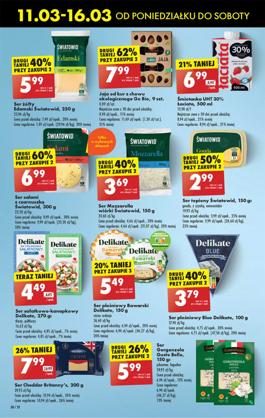 Gazetka promocyjna Biedronka - Od poniedzialku - ważna 11.03 do 16.03.2024 - strona 36 - produkty: Bell, Brit, Brita, Cheddar, Edam, Emmental, Gorgonzola, Gouda, Jaja, LG, Mozzarella, Salami, Sałat, Ser, Ser pleśniowy, Ser salami, Ser sałatkowo-kanapkowy, Ser topiony, Tera, Top