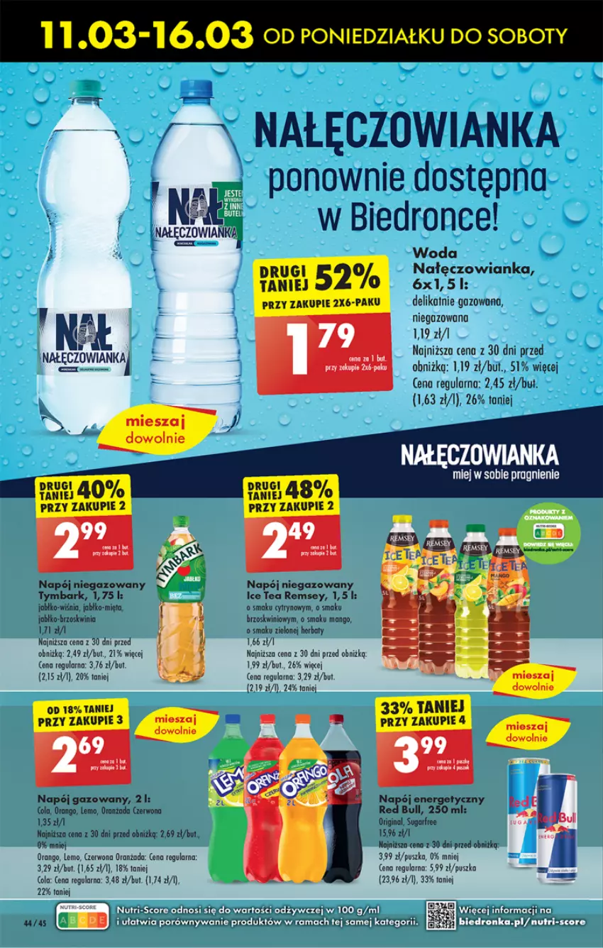 Gazetka promocyjna Biedronka - Od poniedzialku - ważna 11.03 do 16.03.2024 - strona 50 - produkty: Dron, Fa, Gin, LG, Mango, Mięta, Nałęczowianka, Napój, Napój gazowany, Napój niegazowany, Oranżada, Tymbark, Woda