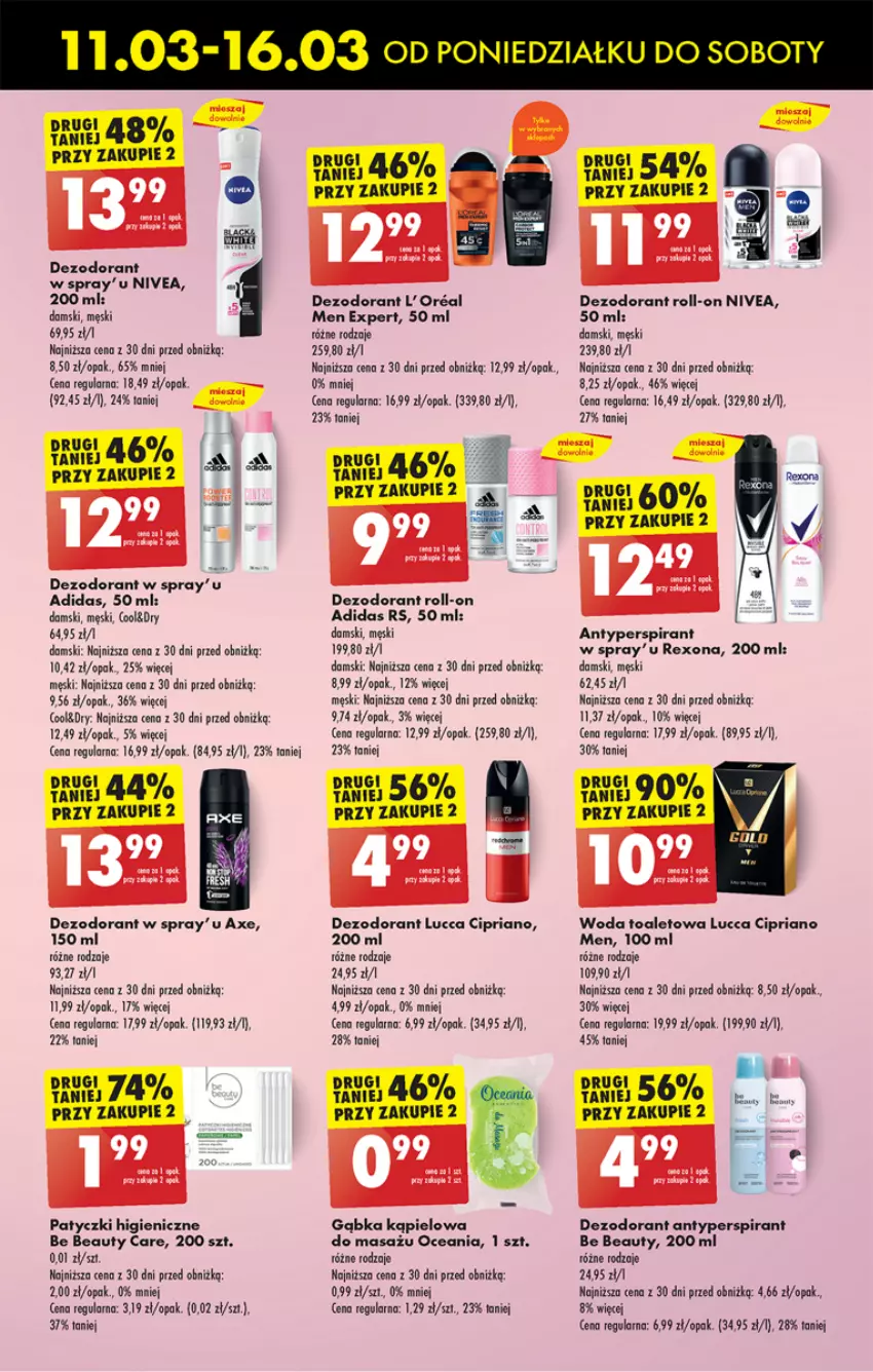 Gazetka promocyjna Biedronka - Od poniedzialku - ważna 11.03 do 16.03.2024 - strona 57 - produkty: Adidas, Antyperspirant, Be Be, Dezodorant, Miecz, Nivea, Nuty, Rexona, Woda, Woda toaletowa