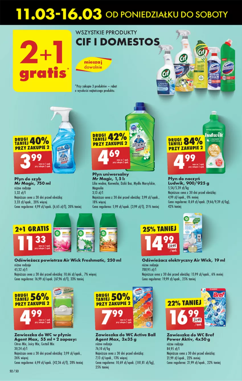 Gazetka promocyjna Biedronka - Od poniedzialku - ważna 11.03 do 16.03.2024 - strona 58 - produkty: Air Wick, Bref, Cif, Domestos, Ludwik, Mars, Mydło, Odświeżacz powietrza, Płyn do szyb, Sok, Zawieszka do wc