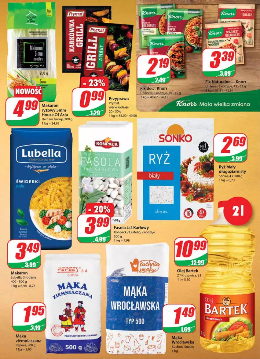 Gazetka promocyjna Dino - Gazetka - ważna 19.05 do 25.05.2021 - strona 7 - produkty: Bartek, Fa, Fasola, House of Asia, Knorr, Kuchnia, Mąka, Makaron, Olej, Prymat, Ryż, Ryż biały