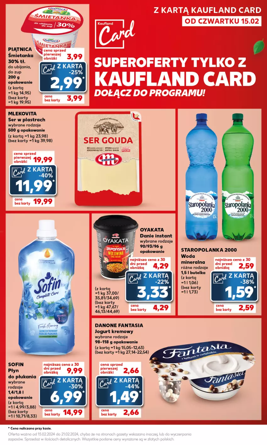 Gazetka promocyjna Kaufland - Mocny Start - ważna 19.02 do 21.02.2024 - strona 9 - produkty: Danone, Danone Fantasia, Fa, Fanta, Jogurt, Mleko, Mlekovita, Piątnica, Płyn do płukania, Ser, Sok, Staropolanka, Woda, Woda mineralna