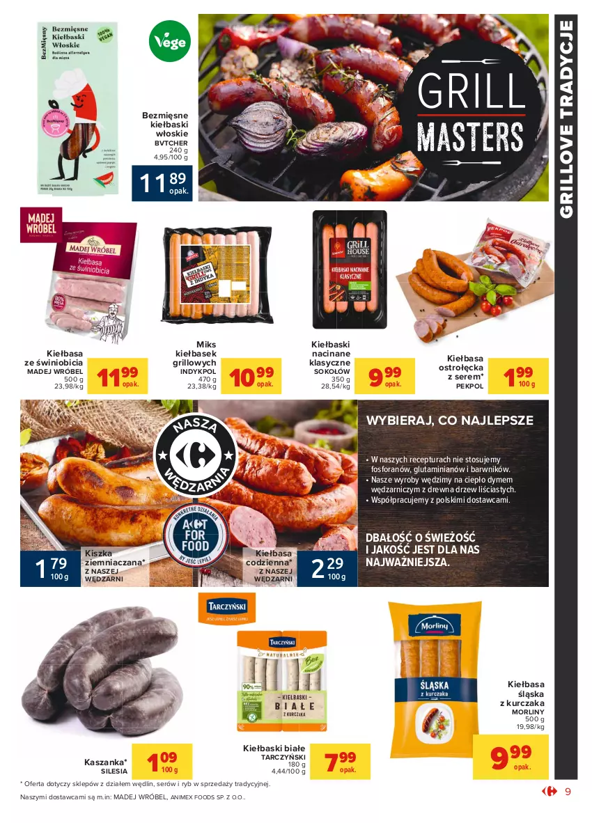 Gazetka promocyjna Carrefour - Gazetka Market - ważna 09.08 do 21.08.2021 - strona 9 - produkty: BIC, Grill, Kasza, Kaszanka, Kiełbasa, Kiełbasa śląska, Kiełbaski białe, Kurczak, Madej Wróbel, Morliny, Pekpol, Ser, Sok, Sokołów, Tarczyński