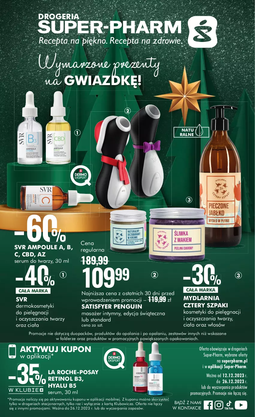 Gazetka promocyjna Super Pharm - Gazetka - ważna 12.12 do 26.12.2023 - strona 1 - produkty: Kosmetyki do pielęgnacji, La Roche-Posay, Masażer, Mobil, Rum, Sati, Ser, Serum, Serum do twarzy, SVR