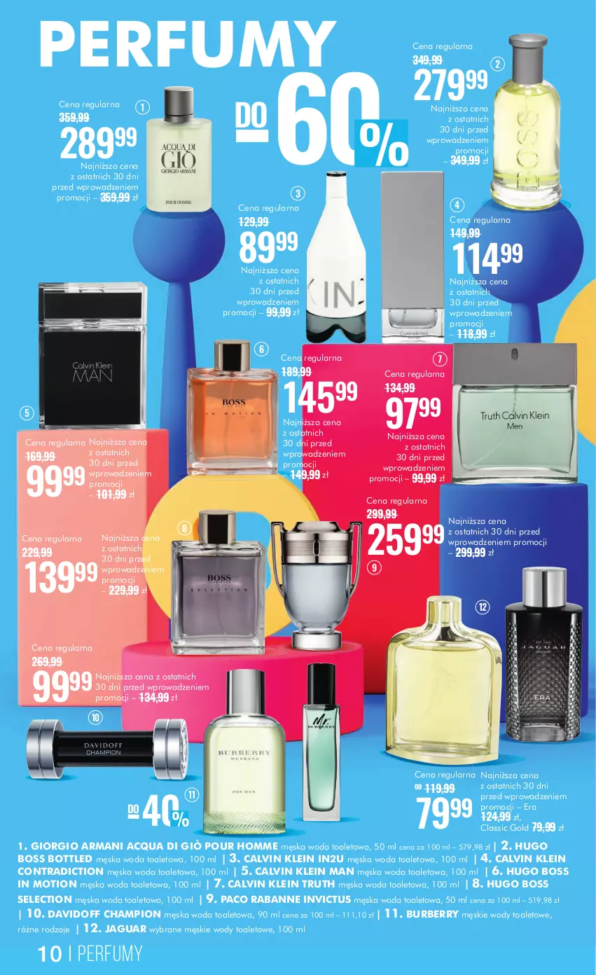 Gazetka promocyjna Super Pharm - Gazetka - ważna 12.12 do 26.12.2023 - strona 10 - produkty: Burberry, Calvin Klein, Davidoff, Giorgio Armani, Hugo Boss, Jaguar, Paco Rabanne, Perfum, Woda, Woda toaletowa