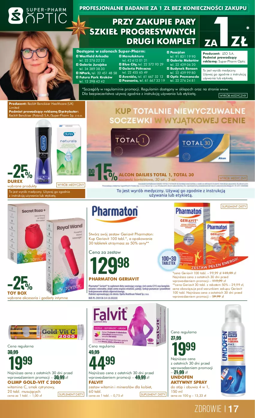 Gazetka promocyjna Super Pharm - Gazetka - ważna 12.12 do 26.12.2023 - strona 17 - produkty: Alcon, Durex, Fa, Gres, Mus, Piec, Ser, Soczewki kontaktowe, Suplement diety, Tablet, Undofen, Zdrowie