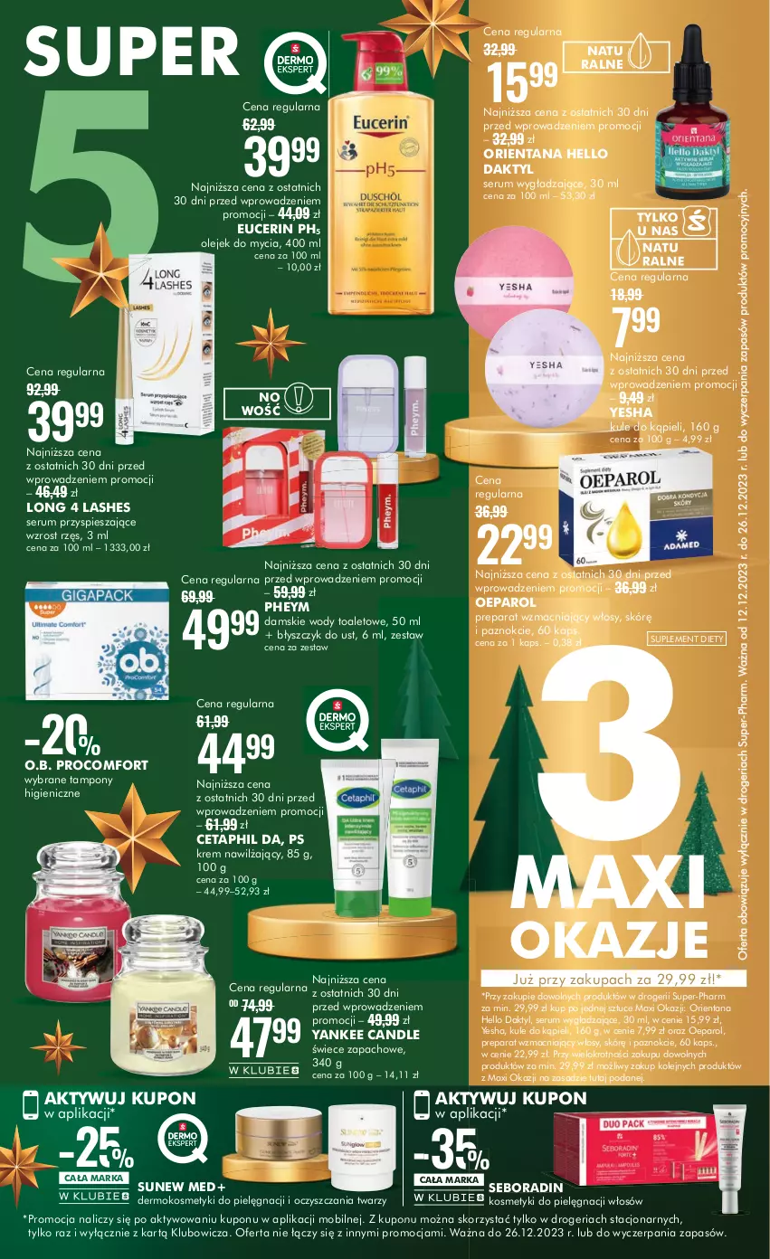 Gazetka promocyjna Super Pharm - Gazetka - ważna 12.12 do 26.12.2023 - strona 2 - produkty: Błyszczyk do ust, Cetaphil, Kosmetyki do pielęgnacji, Krem nawilżający, Long 4 Lashes, Mobil, O.B., Olej, Rum, Seboradin, Ser, Serum, Suplement diety, Tampony