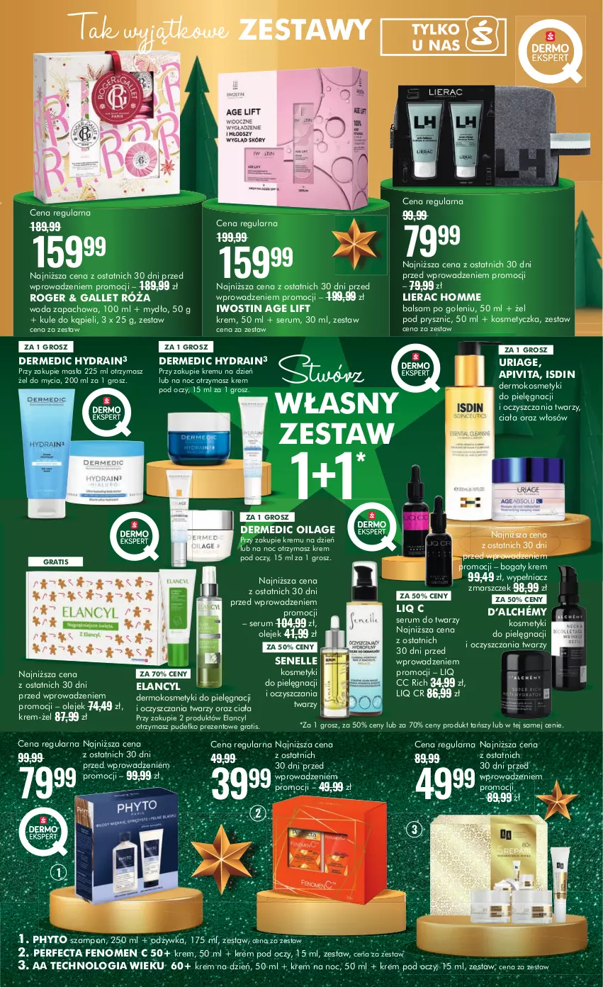 Gazetka promocyjna Super Pharm - Gazetka - ważna 12.12 do 26.12.2023 - strona 5 - produkty: Balsam po goleniu, Dermedic, Gra, Iwostin, Kosmetyczka, Kosmetyki do pielęgnacji, Krem na dzień, Krem na noc, Krem pod oczy, Lierac, Mars, Mydło, Odżywka, Olej, Perfecta, Phyto, Pudełko, Róża, Rum, Ser, Serum, Serum do twarzy, Szampon, Woda