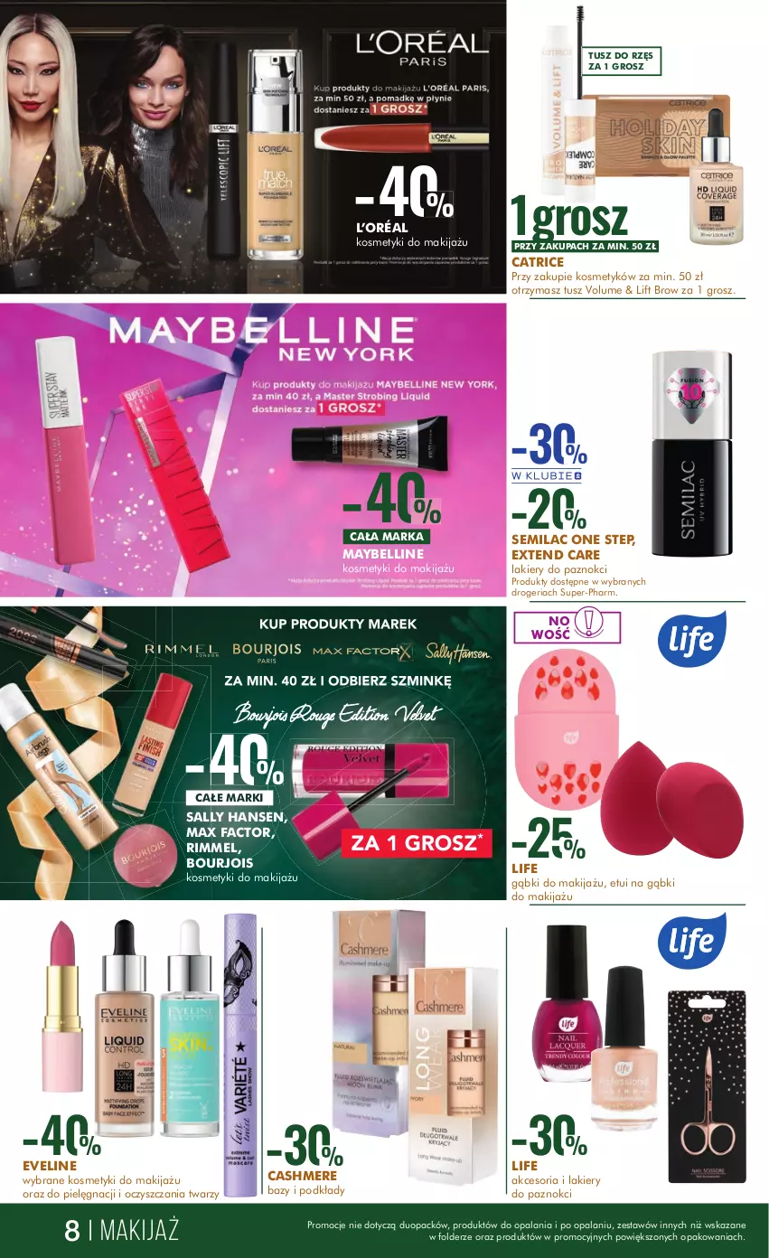 Gazetka promocyjna Super Pharm - Gazetka - ważna 12.12 do 26.12.2023 - strona 8 - produkty: Bell, Bourjois, Catrice, Eveline, Fa, L’Oréal, Lakier, Makijaż, Max Factor, Maybelline, Podkład, Sally Hansen, Tusz