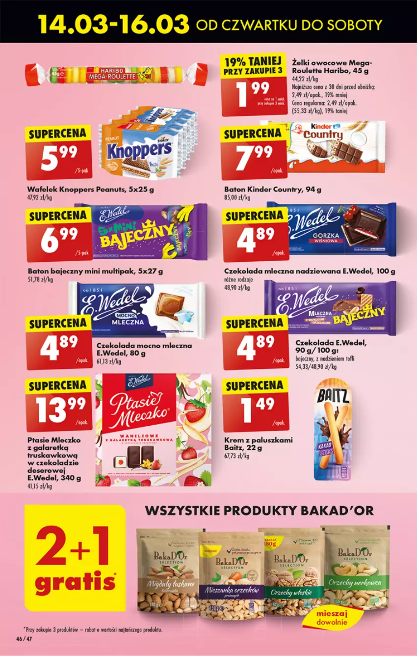 Gazetka promocyjna Biedronka - Od czwartku - ważna 14.03 do 20.03.2024 - strona 58 - produkty: Baton, Czekolada, Czekolada mleczna, Deser, Gala, Haribo, Kinder, Knoppers, Mleczko, Ptasie mleczko, Ser, Wafelek