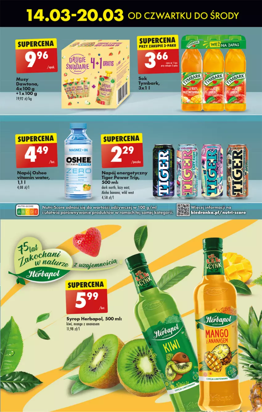 Gazetka promocyjna Biedronka - Od czwartku - ważna 14.03 do 20.03.2024 - strona 61 - produkty: Ananas, Herbapol, Kiwi, Mango, Mus, Oshee, Syrop, Tiger