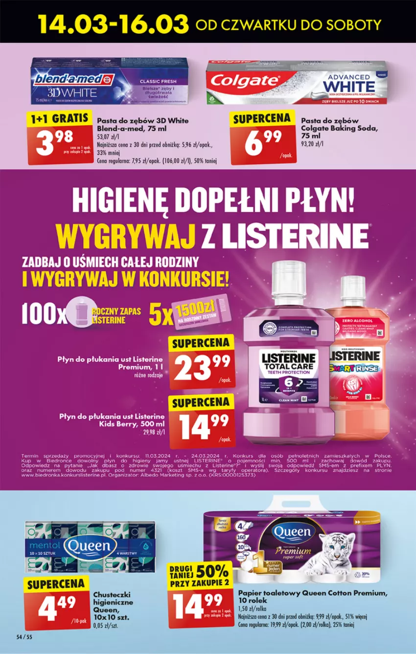 Gazetka promocyjna Biedronka - Od czwartku - ważna 14.03 do 20.03.2024 - strona 66 - produkty: Blend-a-Med, Chusteczki, Colgate, Gra, LG, Listerine, Papier, Papier toaletowy, Pasta do zębów