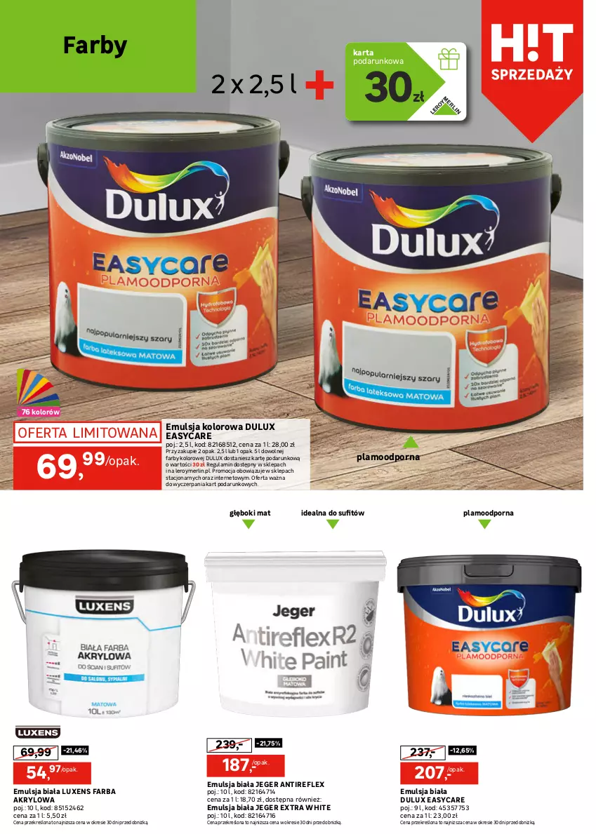 Gazetka promocyjna Leroy Merlin - Gazetka Leroy Merlin - ważna 14.08 do 03.09.2024 - strona 8 - produkty: Dekoral, Dulux, Emulsja, Fa, Farba akrylowa, Luxens, Por, Tapeta