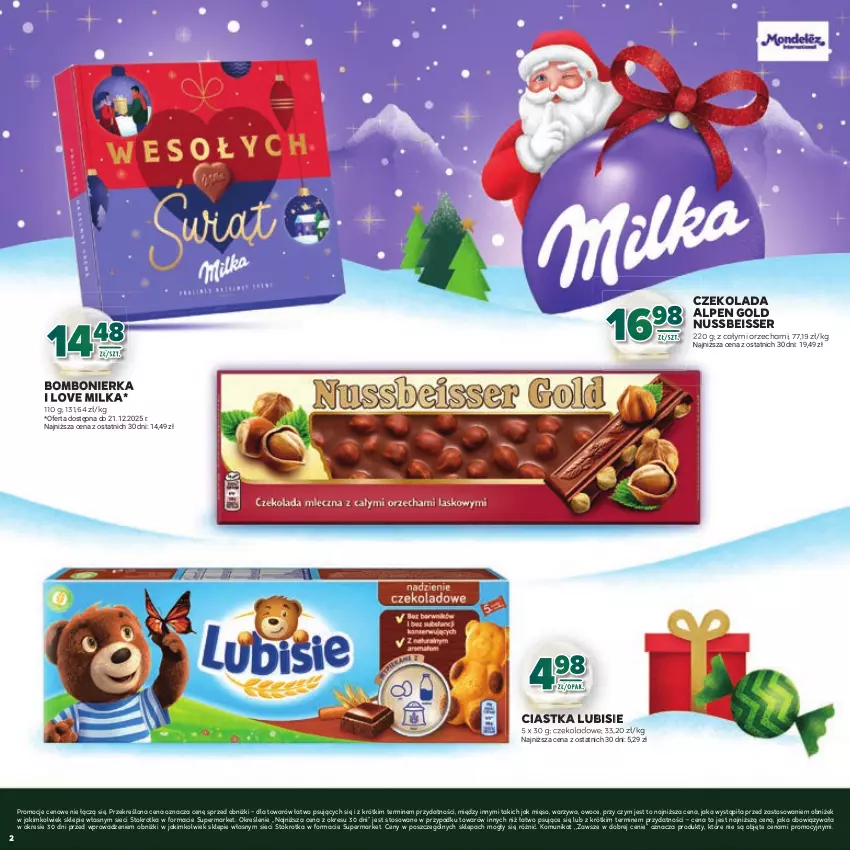Gazetka promocyjna Stokrotka - Katalog Boże Narodzenie! - ważna 11.12 do 29.12.2025 - strona 2 - produkty: Ciastka, Czekolada, Lubisie, Mięso, Milka, Owoce, Ser, Warzywa