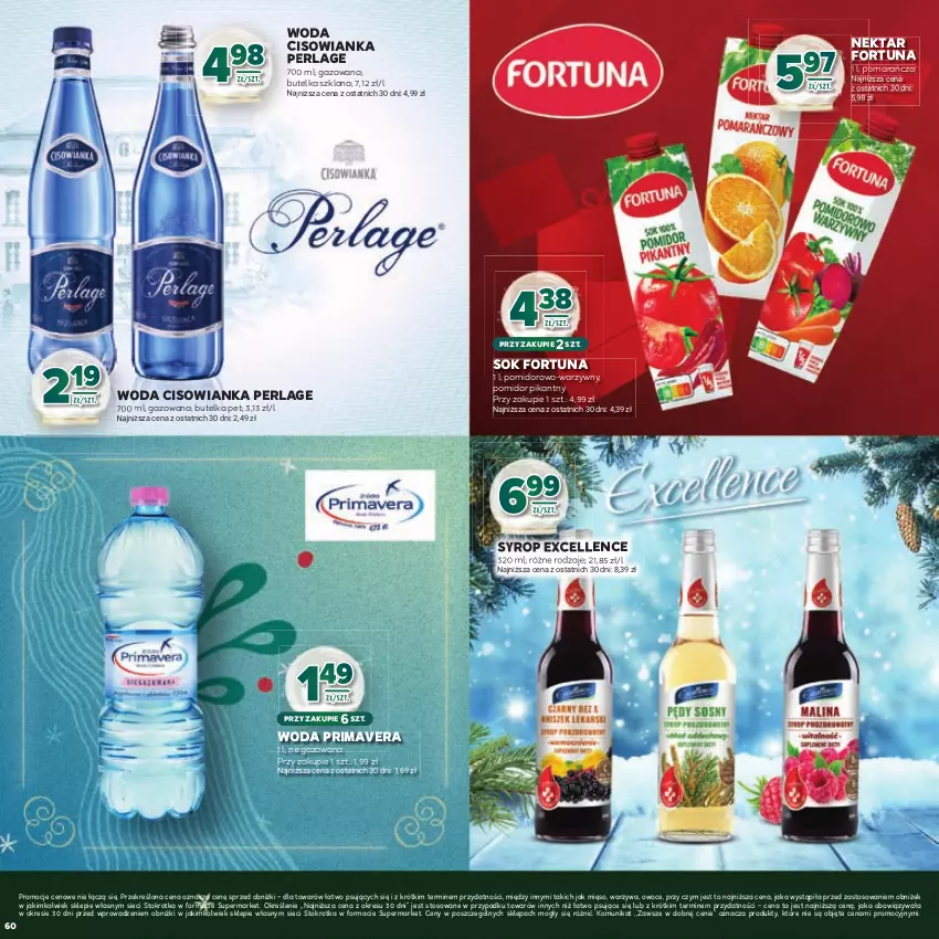 Gazetka promocyjna Stokrotka - Katalog Boże Narodzenie! - ważna 11.12 do 29.12.2025 - strona 60 - produkty: Cisowianka, Fortuna, LANA, Mięso, Nektar, Owoce, Prima, Primavera, Sok, Syrop, Warzywa, Woda