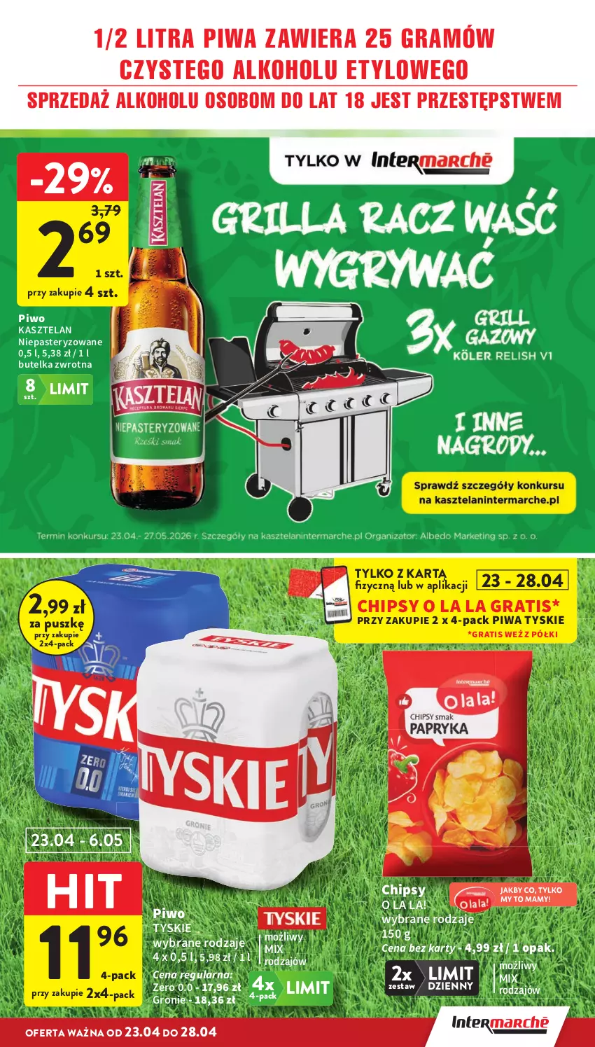 Gazetka promocyjna Intermarche - Gazetka Intermarche - ważna 23.04 do 28.04.2026 - strona 11 - produkty: Chipsy, Gra, Kasztelan, Piwa, Piwo, Tyskie