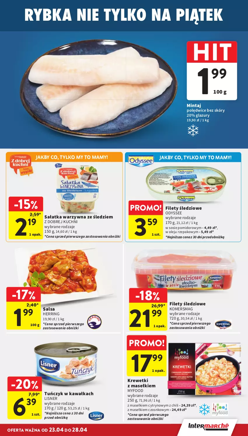 Gazetka promocyjna Intermarche - Gazetka Intermarche - ważna 23.04 do 28.04.2026 - strona 29 - produkty: Kawa, Krewetki, Lazur, Lisner, Mintaj, Olej, Sałat, Sałatka, Sałatka warzywna, Salsa, Sos, Tuńczyk