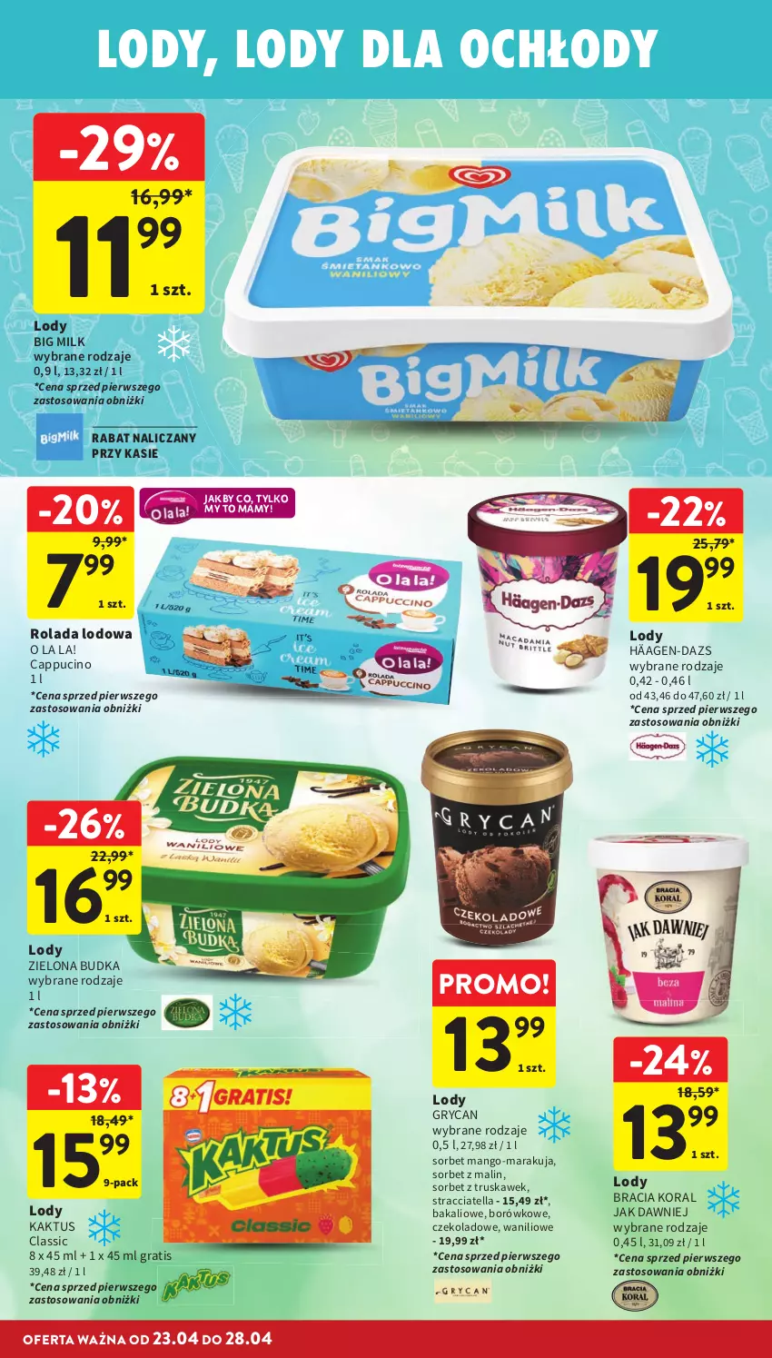 Gazetka promocyjna Intermarche - Gazetka Intermarche - ważna 23.04 do 28.04.2026 - strona 36 - produkty: Big Milk, Gra, Gry, Kaktus, Lody, Mango, Rolada, Zielona Budka