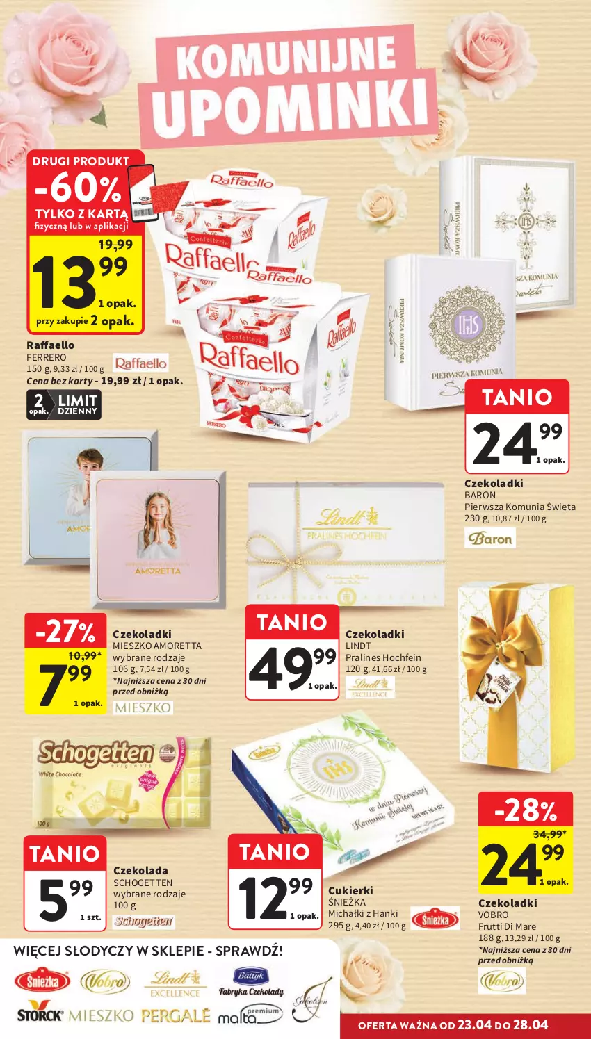 Gazetka promocyjna Intermarche - Gazetka Intermarche - ważna 23.04 do 28.04.2026 - strona 38 - produkty: Cukier, Cukierki, Czekolada, Fa, Ferrero, Lindt, Michałki, Raffaello, Schogetten
